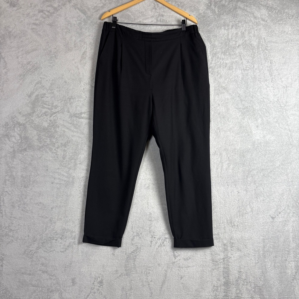 Frank And Oak Black Wool Blend Pleated Tapered Trousers Pants Womens 14 Cozy